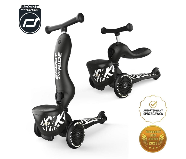 Scoot & Ride Highwaykick 1 Lifestyle Jeździk i hulajnoga 2w1 Zebra - 1109681 - zdjęcie 2
